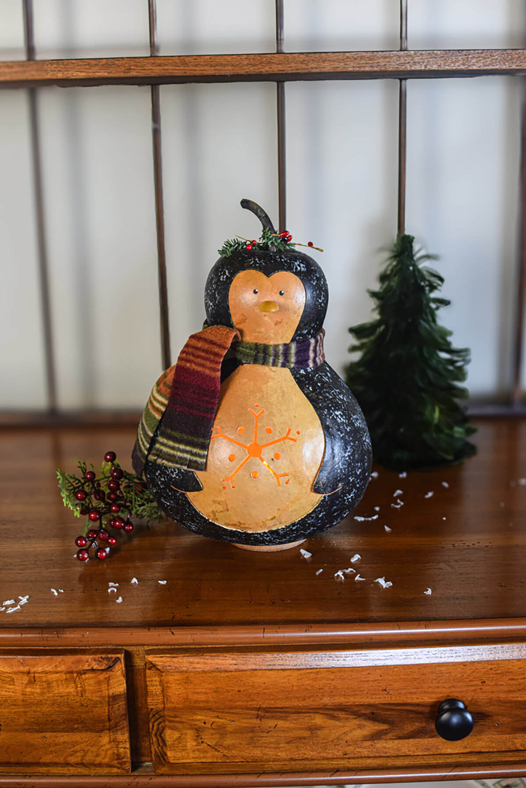 Preston Gourd Penguin at Meadowbrooke Gourds. 