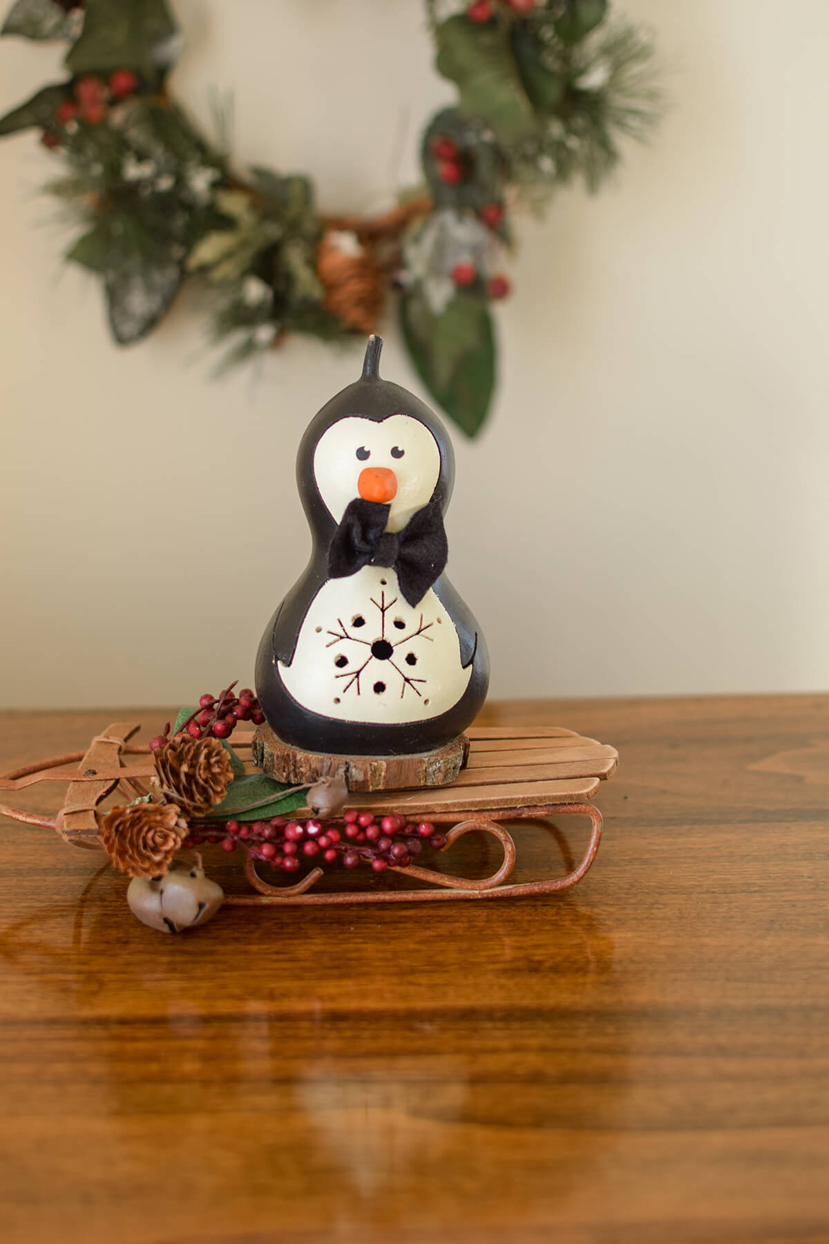 Parkin Penguin Gourd at Meadowbrooke Gourds. 