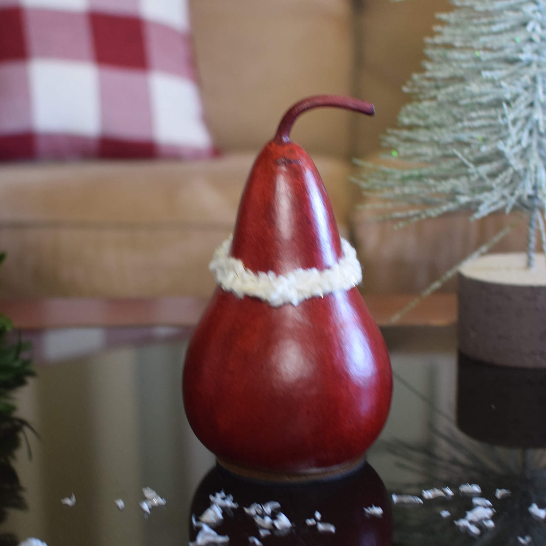 Santa Miniature Gourd - Back View at Meadowbrooke Gourds. 