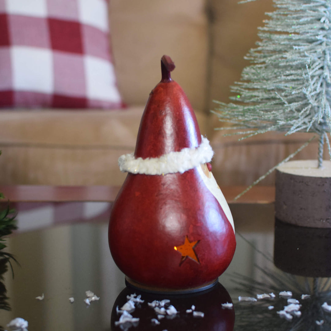 Santa Miniature Gourd -Side View at Meadowbrooke Gourds. 