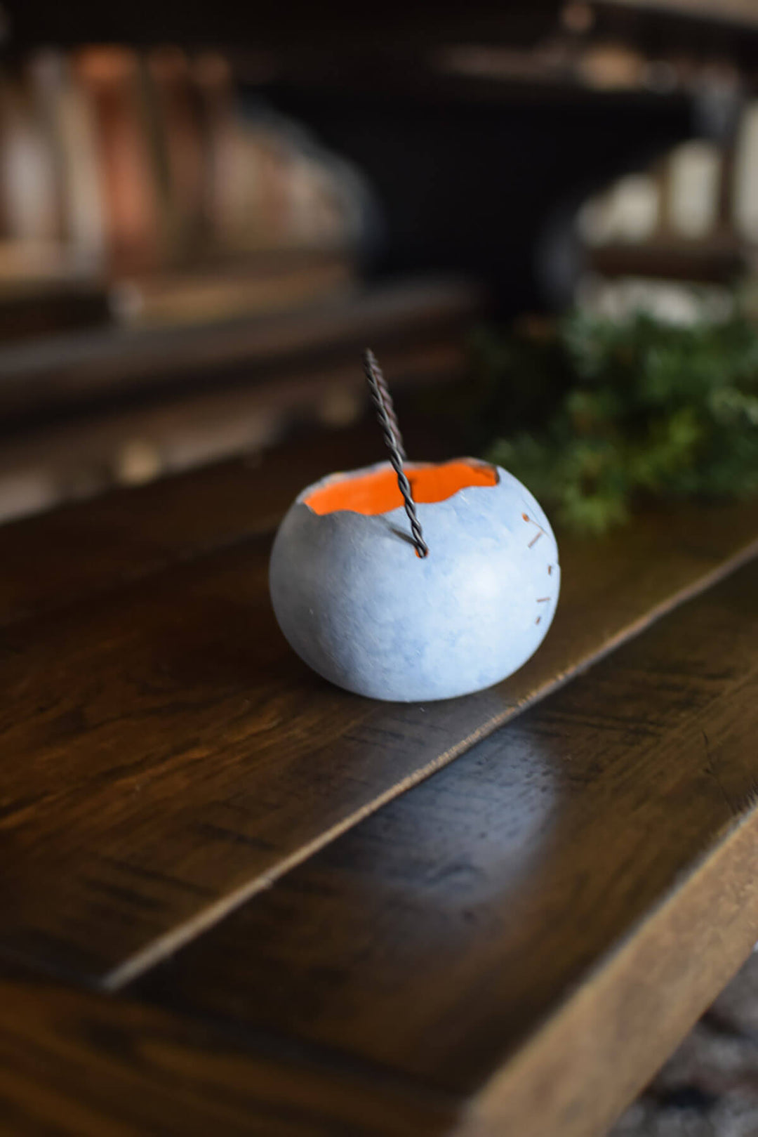 Blue Snowflake Gourd Basket Right Side View
