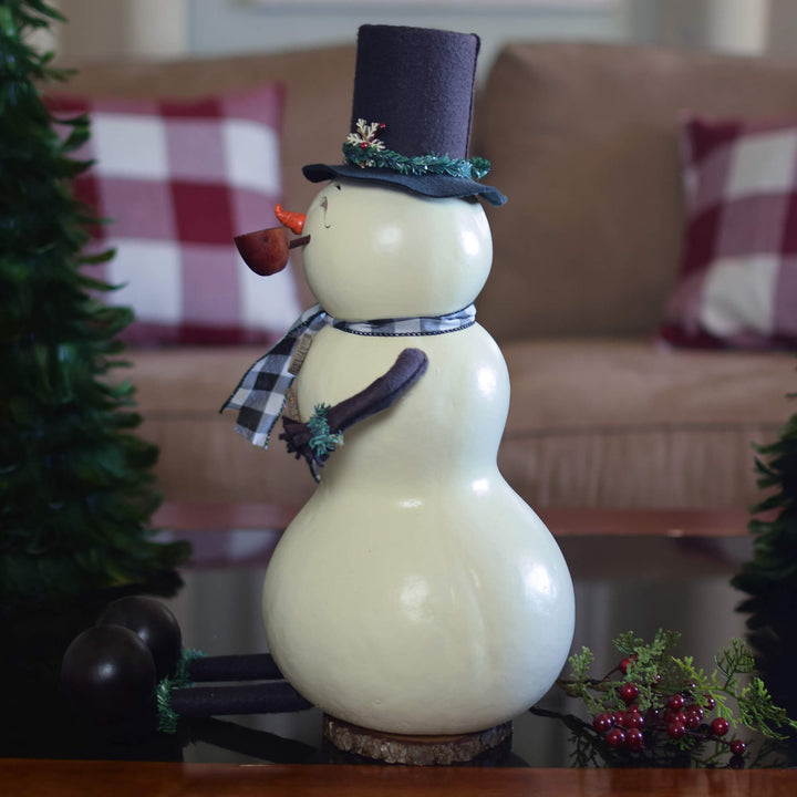 Windsor Snowman Large Gourd - Side View at Meadowbrooke Gourds. 