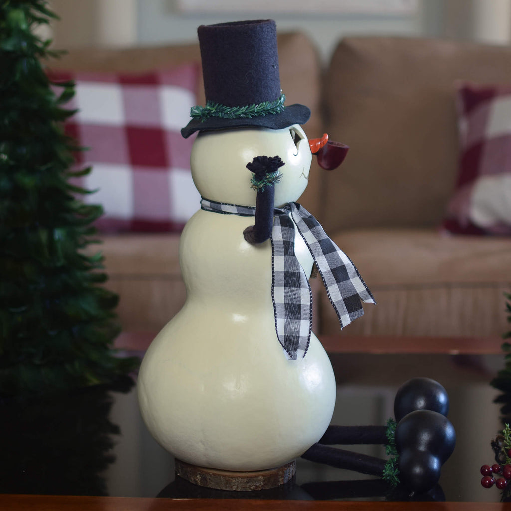 Windsor Snowman Large Gourd - Side View at Meadowbrooke Gourds. 
