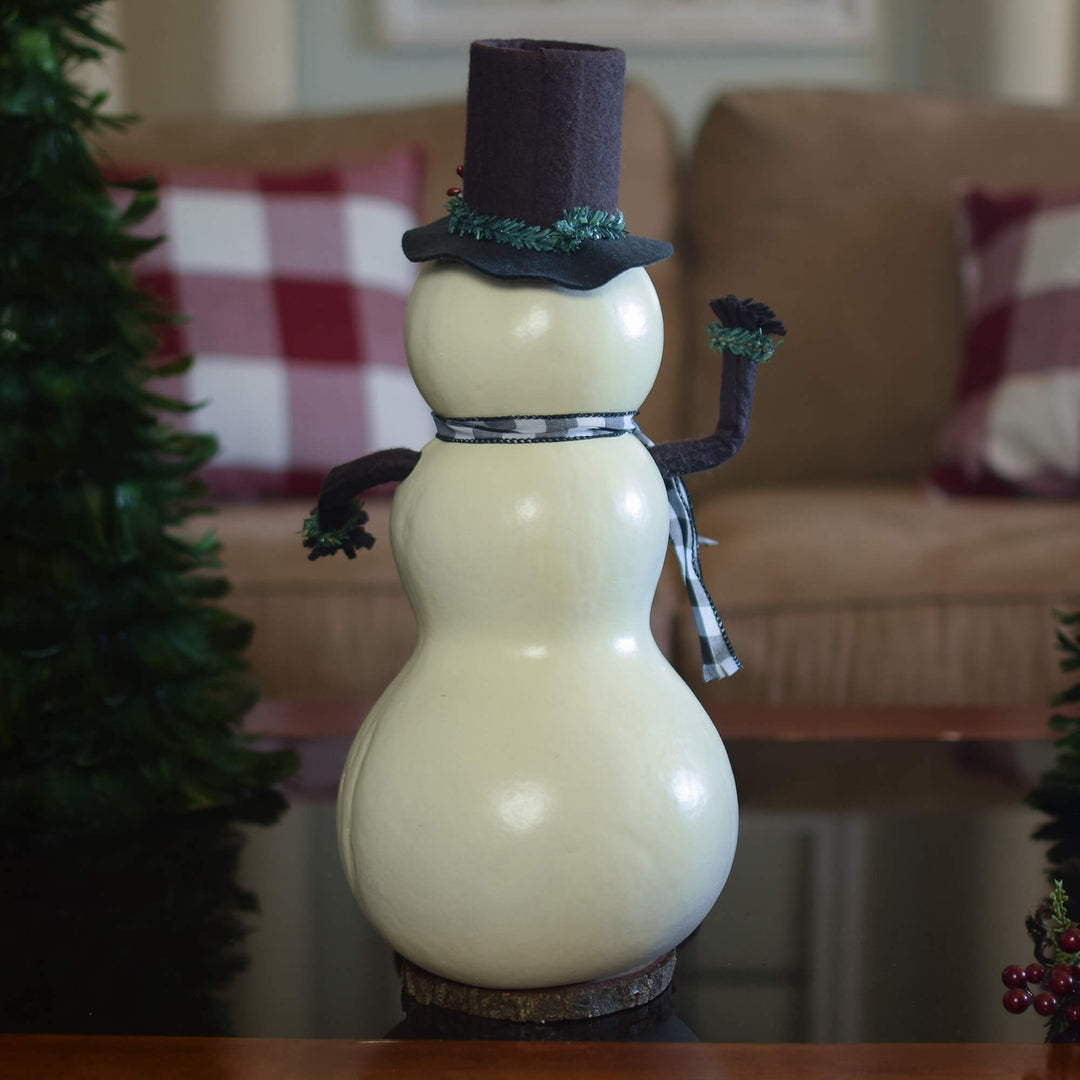 Windsor Snowman Large Gourd - Back View at Meadowbrooke Gourds. 