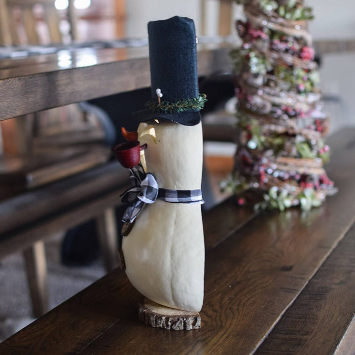 Snowman wall hanger gourd side view at Meadowbrooke Gourds