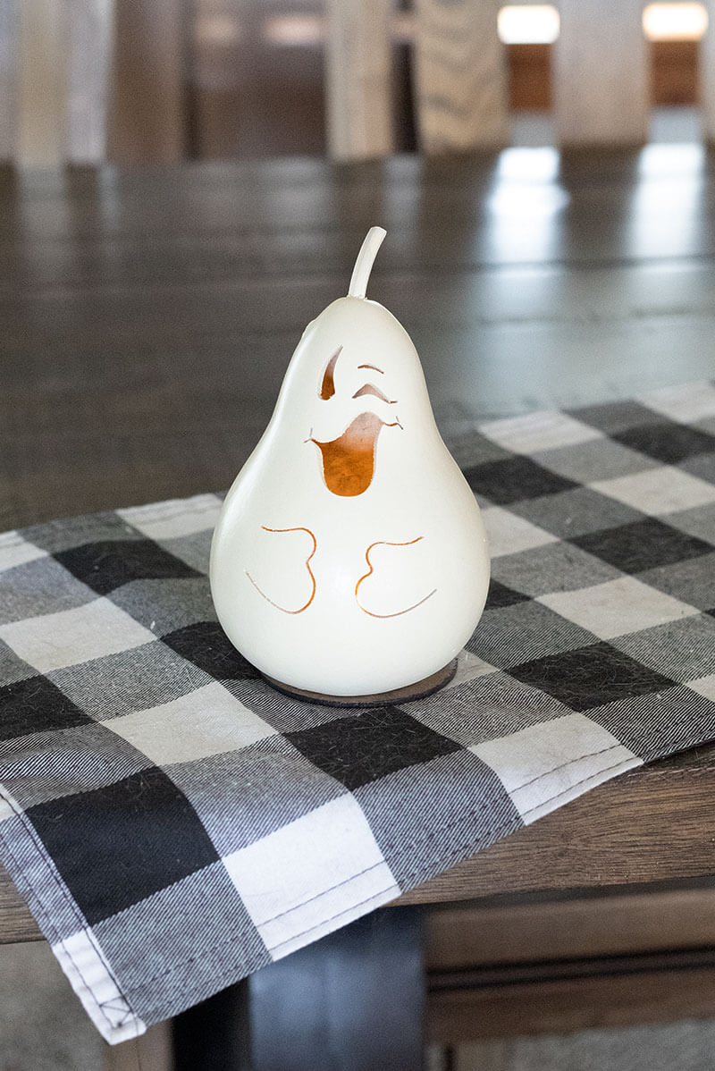 Winking Jake Ghost Gourd at Meadowbrooke Gourds. 