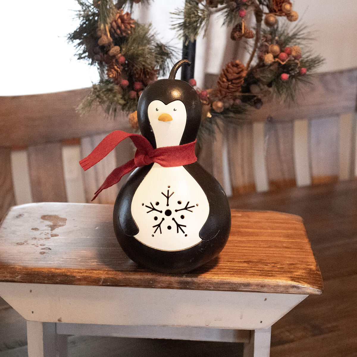Winter Penguin Gourd at Meadowbrooke Gourds Create Your Own. 