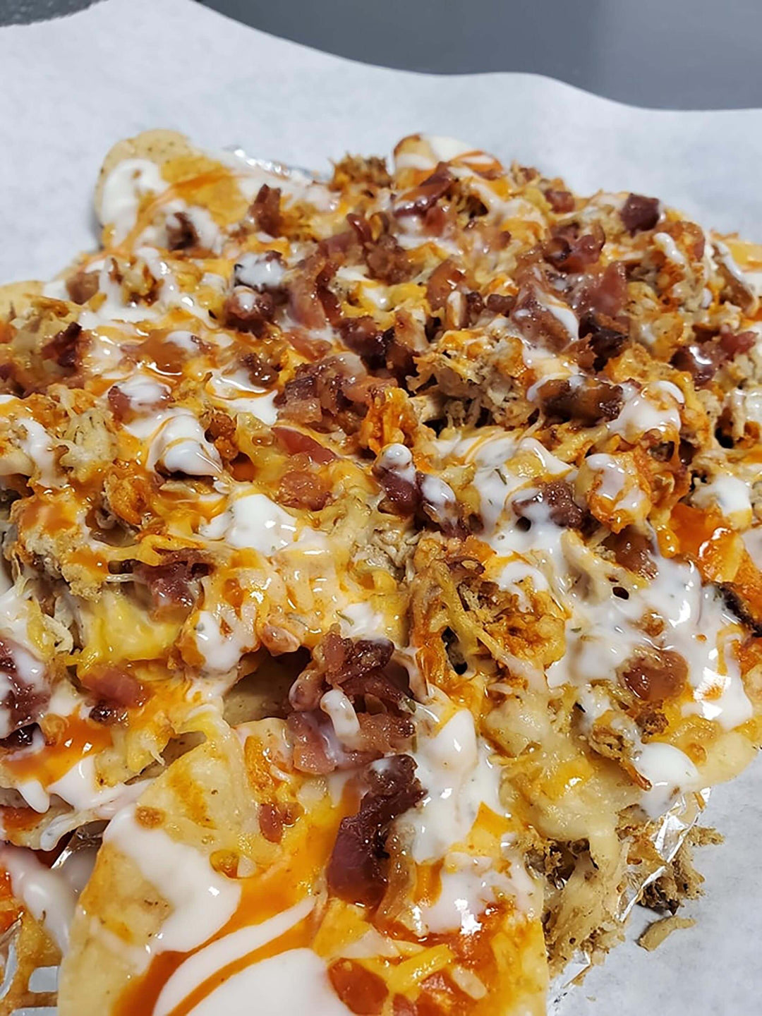 Loaded pork nachos