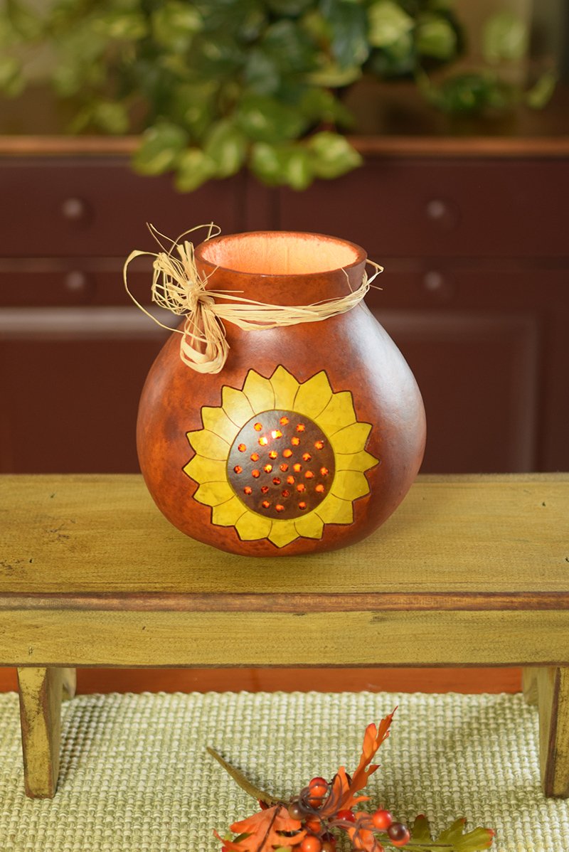 Large sunflower gourd vase  at Meadowbrooke Gourds