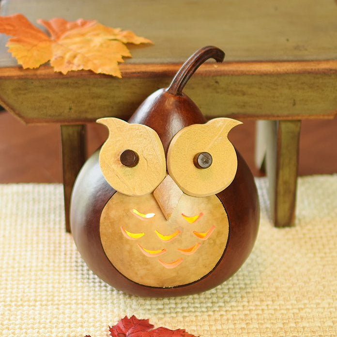Professor Owl lit gourd at Meadowbrooke Gourds