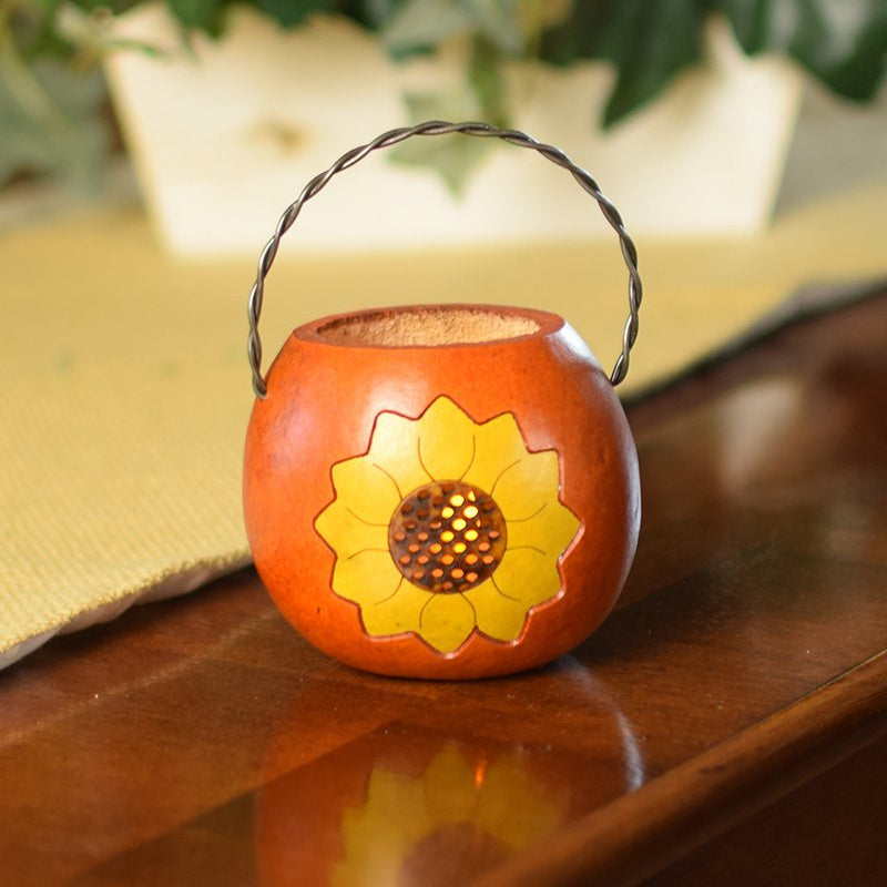 Miniature sunflower gourd basket  at Meadowbrooke Gourds