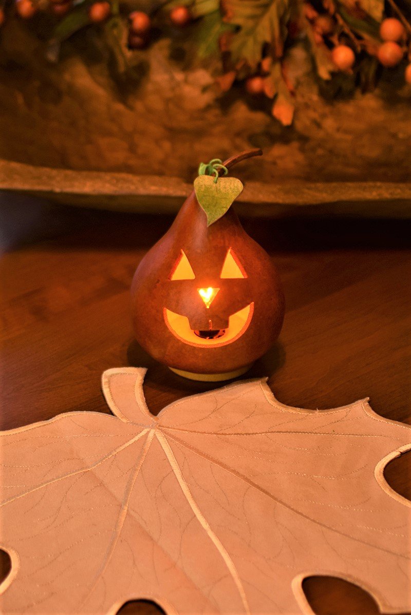 Traditional Jack lit gourd  at Meadowbrooke Gourds