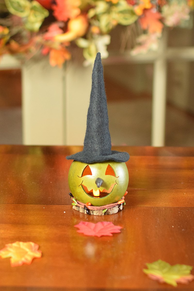Miniature Fiona witch head gourd at Meadowbrooke Gourds