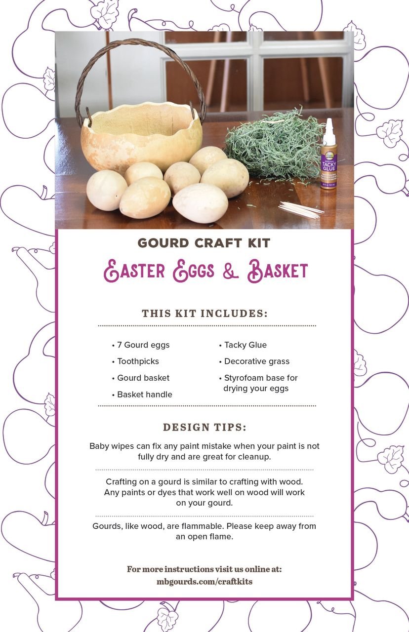 Egg and basket gourd kit lit of what is included