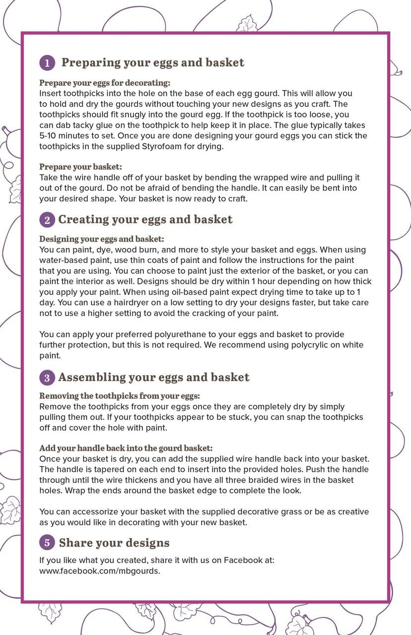 Egg and basket gourd kit instructions