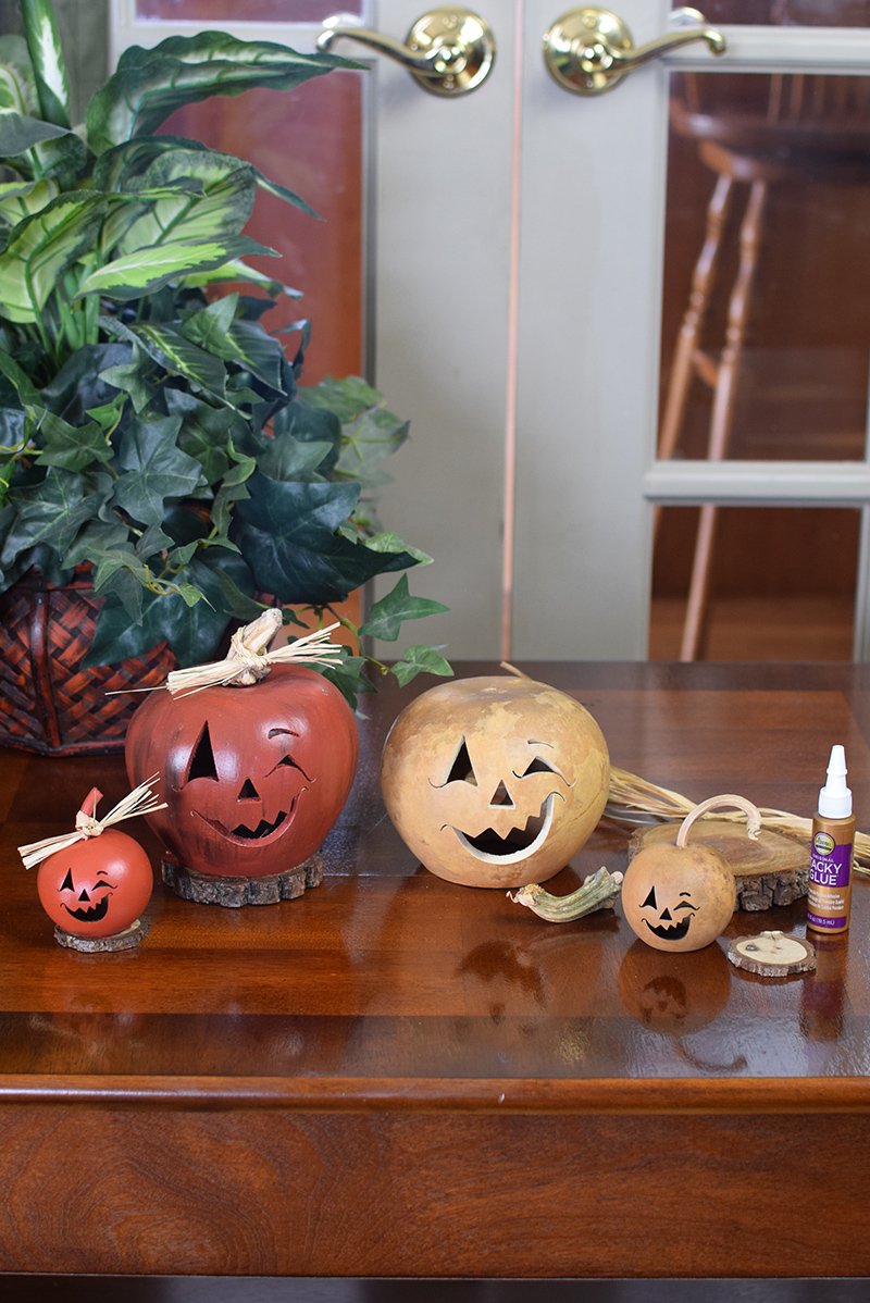 Jack o lantern gourd kit finished and unfinished