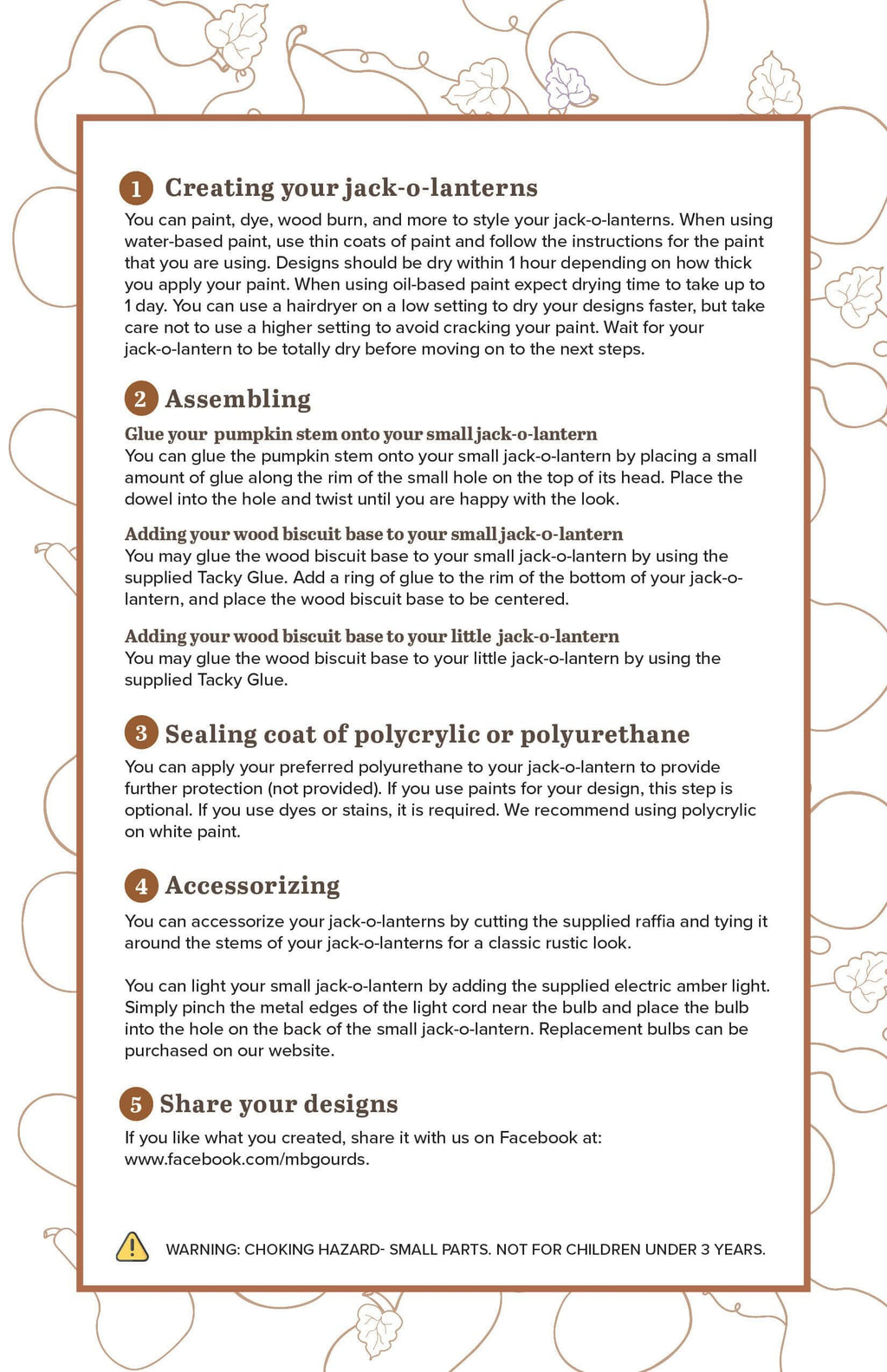Jack o lantern gourd kit instructions
