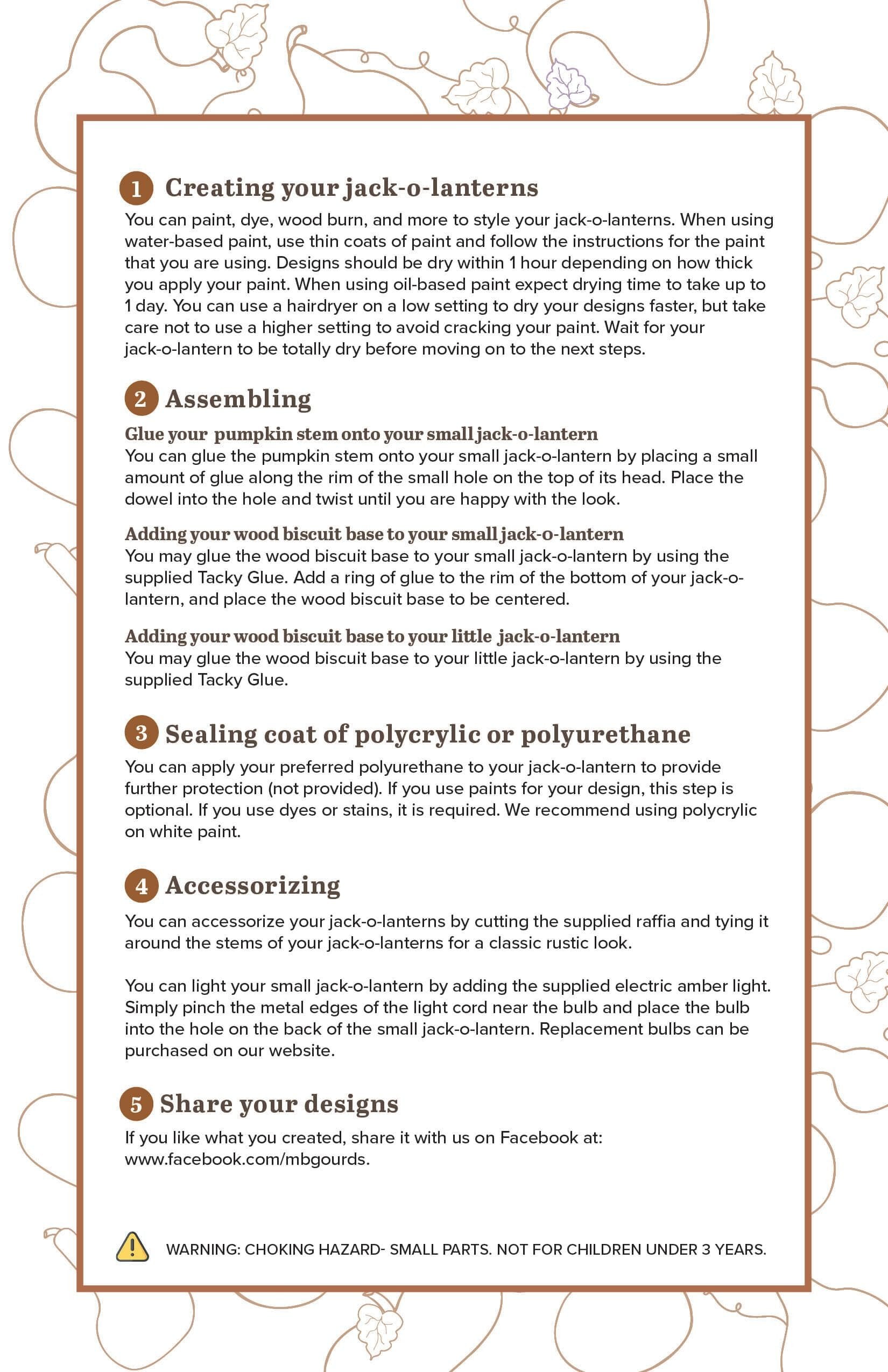 Jack o lantern gourd kit instructions