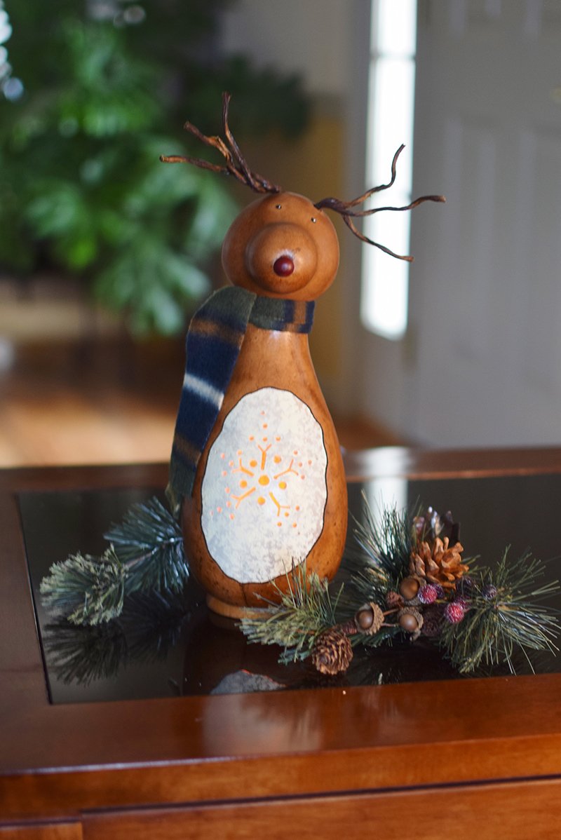 Boy reindeer lit gourd at Meadowbrooke Gourds