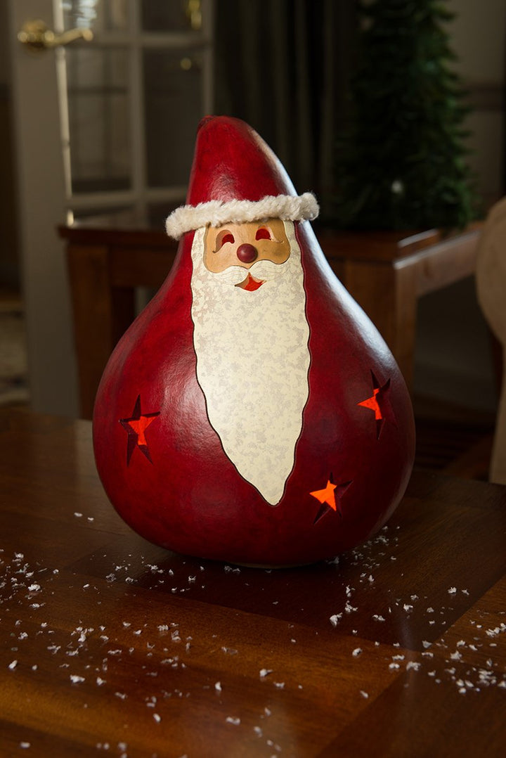 Large Santa lit gourd  at Meadowbrooke Gourds