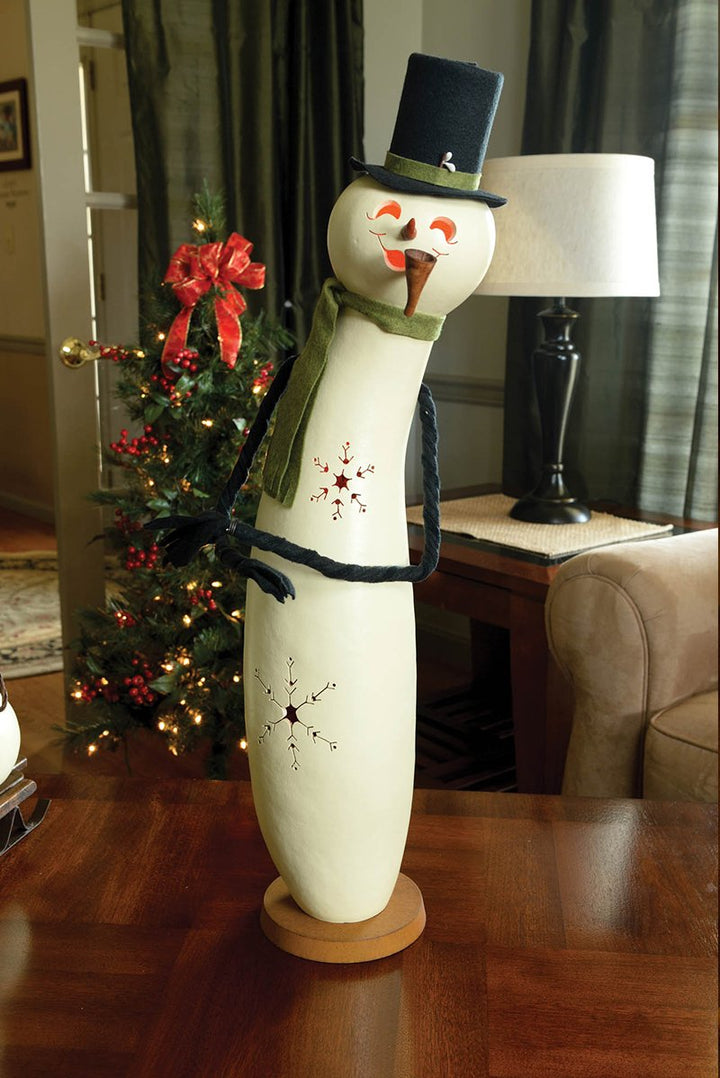 Tall Meadowbrooke snowman lit gourd at Meadowbrooke Gourds