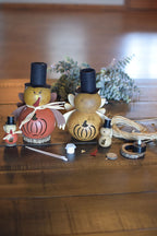 Finished and unfinished Westley turkey gourd craft kit at Meadowbrooke Gourds