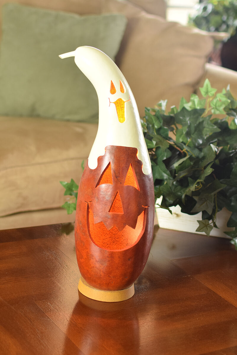Medium tall Casper Jack gourd  at Meadowbrooke Gourds