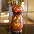 Lit two tier jack o lantern gourd at Meadowbrooke Gourds