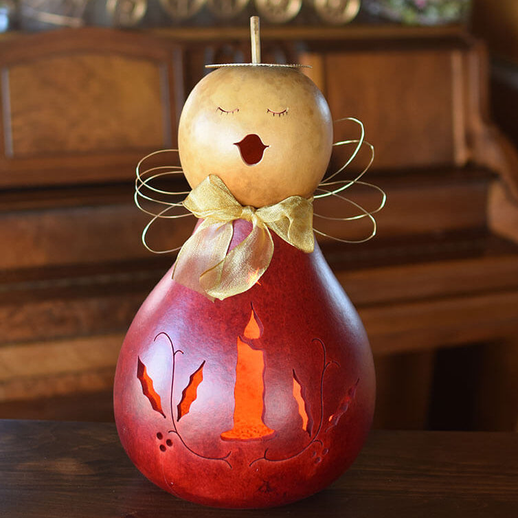 Large red angel lit gourd