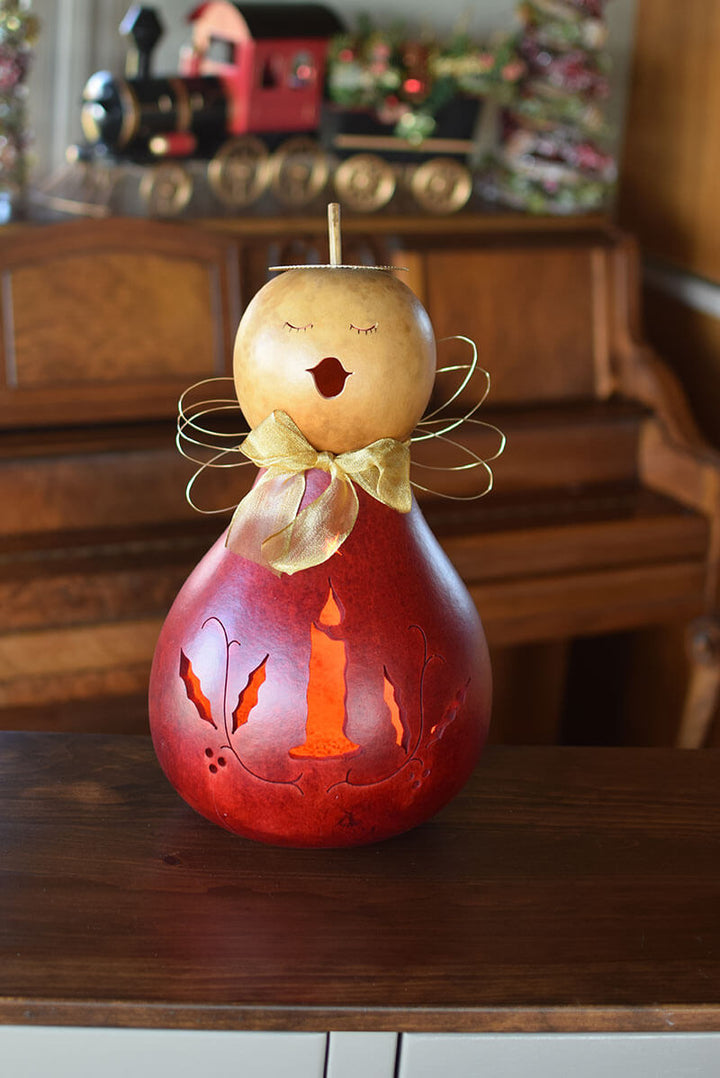 Large red angel lit gourd