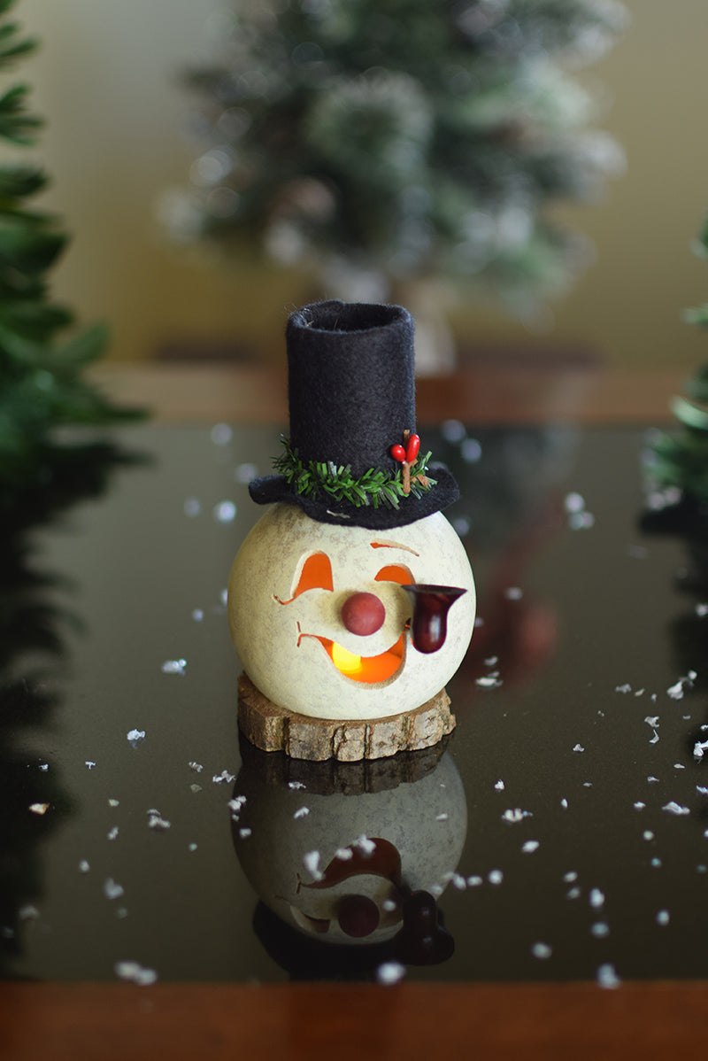Clyde snowman head miniature gourd  at Meadowbrooke Gourds