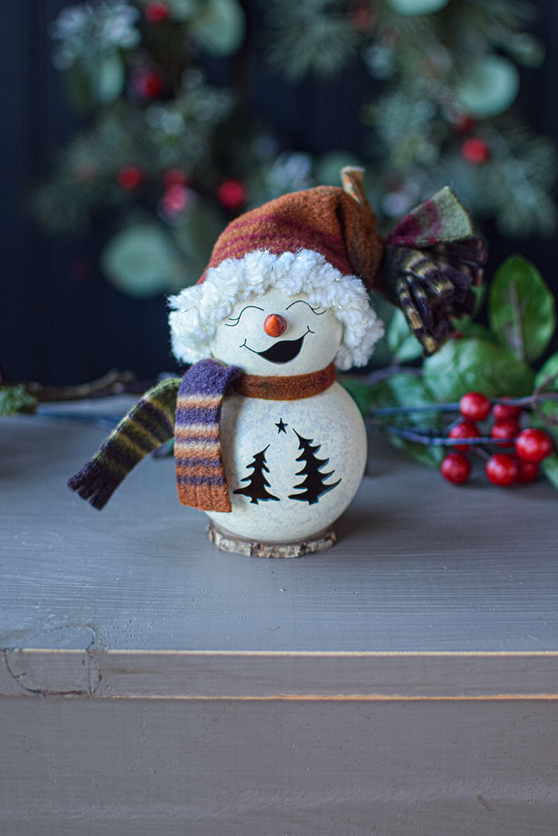 Tiny Snow lady gourd, Everleigh - Gourd Art crafted by Meadowbrooke Gourds