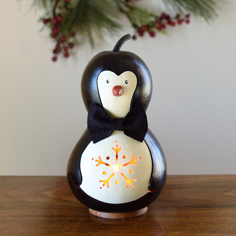 Parkin the penguin lit gourd  at Meadowbrooke Gourds