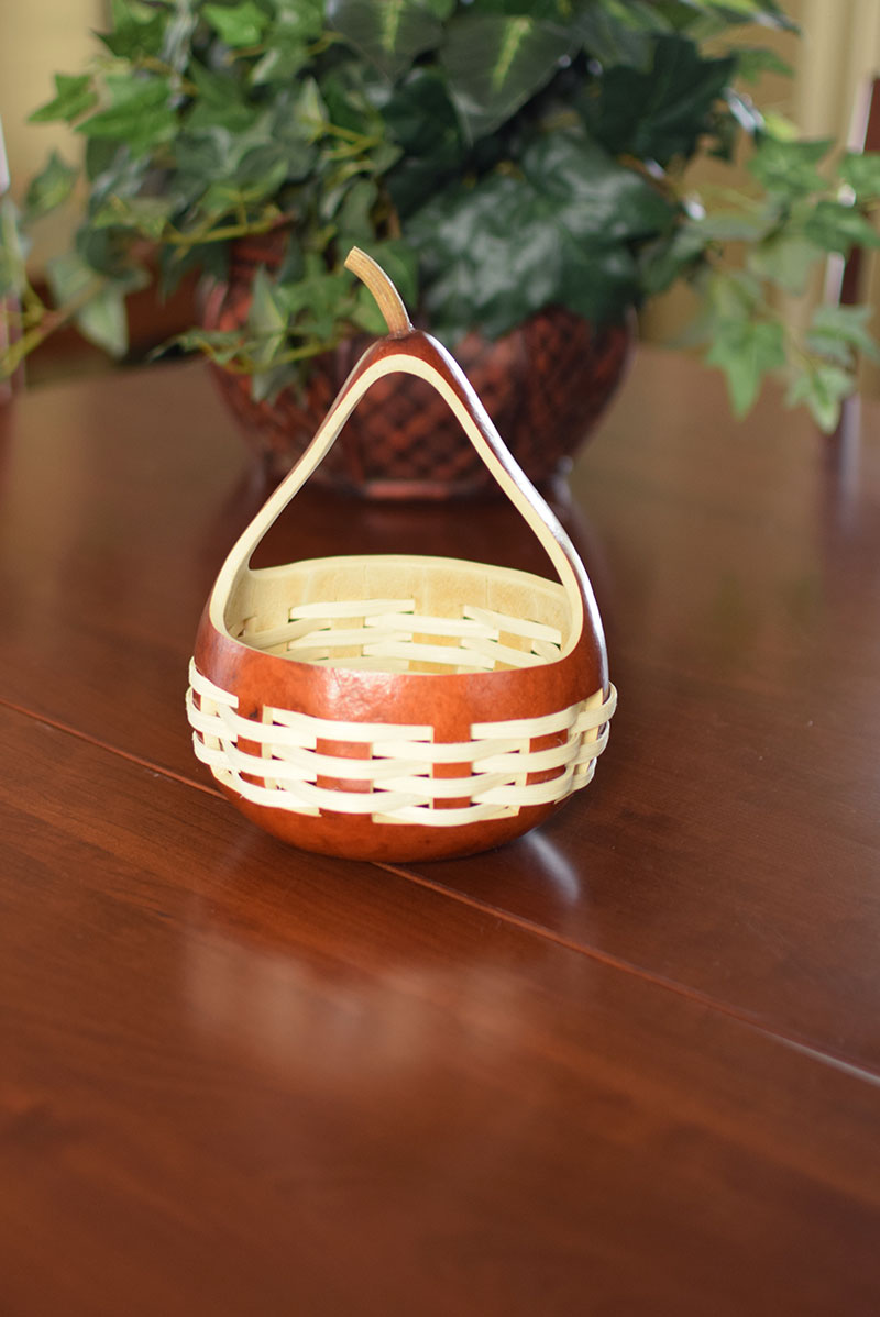 GOURDian Angels Woven Basket - Small Saddle Brown